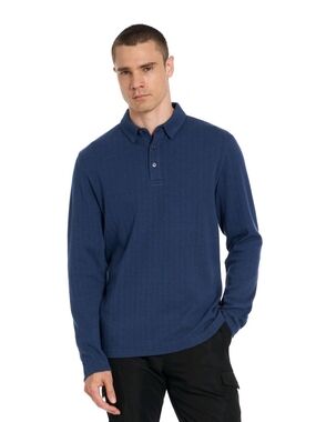Van Heusen Men's Long Sleeve Polo - Navy Blue